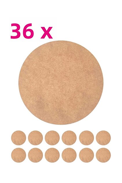 Refill Plate 36 Pieces 3 Mm Raw MDF 20cm Round Service Underplate