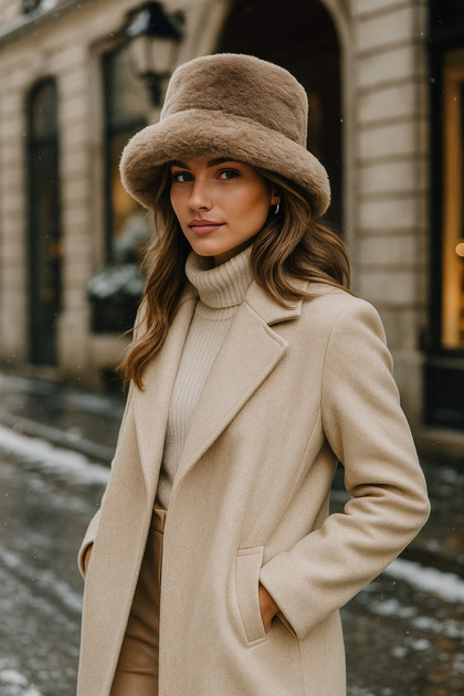 Imported Women's Mink Color Plush Bucket Premium Hat Spk1102-1
