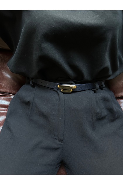 Glide Stripe Patterned Women's Gold Buckle Belt Waist Belt Coat Belt Dress Belt Trouser Belt