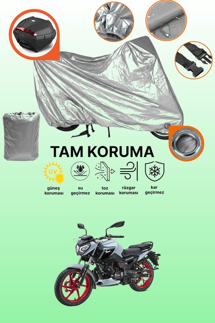 Gray Lock and Tail Bag Compatible Tvs Raider 125 Compatible Motorcycle Tarpaulin, Protection Cover
