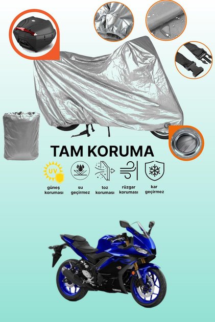 Gray Lock and Tail Bag Compatible Yamaha Yzf R25 Abs Compatible Motorcycle Tarpaulin, Protection Cover