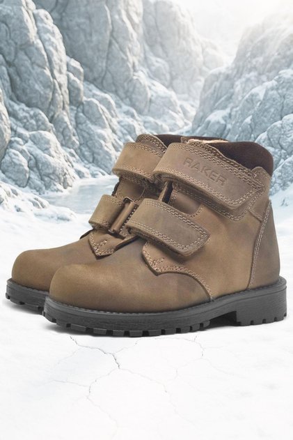 Rakerplus Sentor Genuine Leather Sand Color Fur Velcro Children's Boots