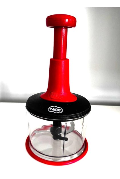 Red Steel Blade Top Press Practical Chopper Hand Rondo