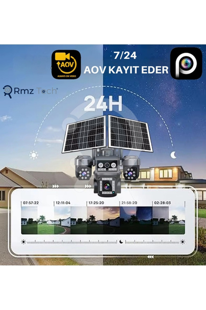 RMZTECH ESVISION 5704 4 Kameralı 8MP E-Sim Çift Solar Panel | 4G
