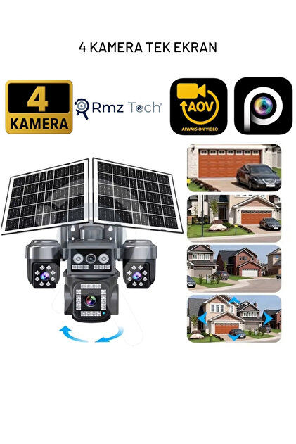 RMZTECH ESVISION 5704 4 Kameralı 8MP E-Sim Çift Solar Panel | 4G