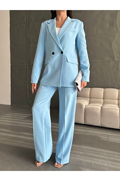 Blazer Jacket Palazzo Pants Set