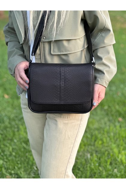 Genuine Leather, Cross Strap, Daily Bag, Women's Shoulder Bag, Black 25*21*8 cm