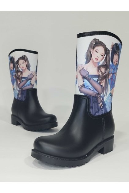 Blackpink Printed Waterproof Girls' Rain Boots - 2