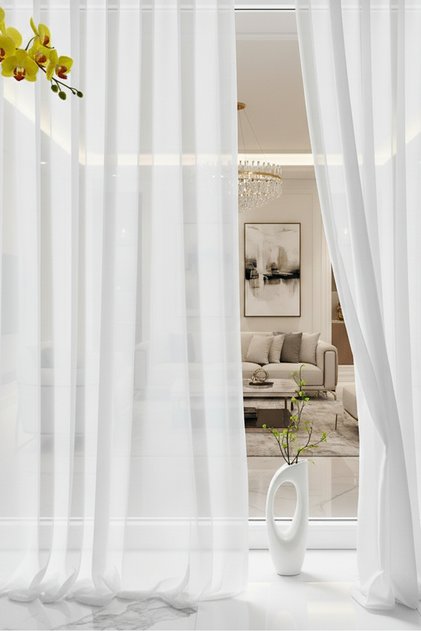 Liva Bamboo Tulle Curtain 1X3 Tight Pleat Extra Drapped - Non-Wrinkle Ironing Tulle Curtain