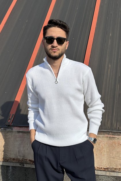 Men'S, Half-Zip, Stand Collar, Winter, Knitwear Knitted, Old Money Culture, Sweater Pltk06