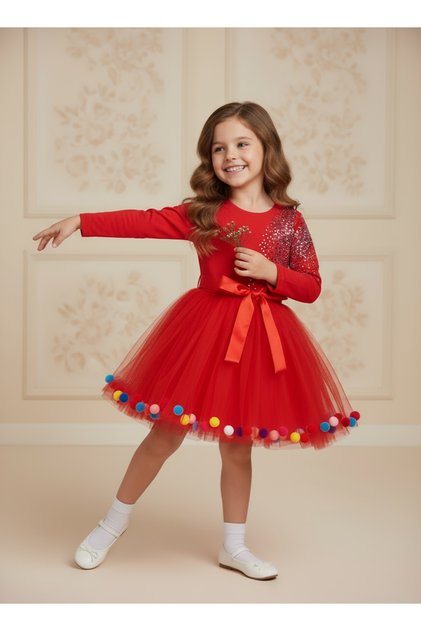 Children's Dress with Pompoms April 23 Children's Day 086229