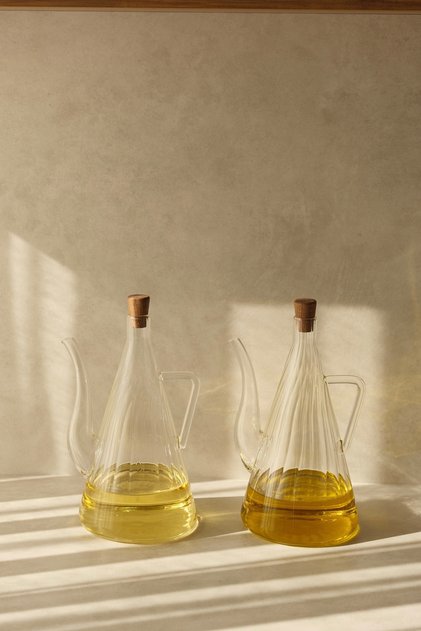 2'li Akasya Tıpalı Çizgili Model İbrik Yağdanlık (750ML)