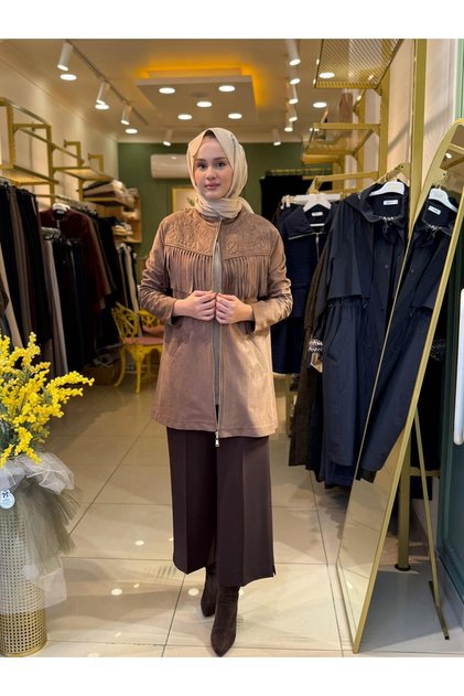 Queen Kısa Geniş Paça Pantolon 5565 Kahverengi