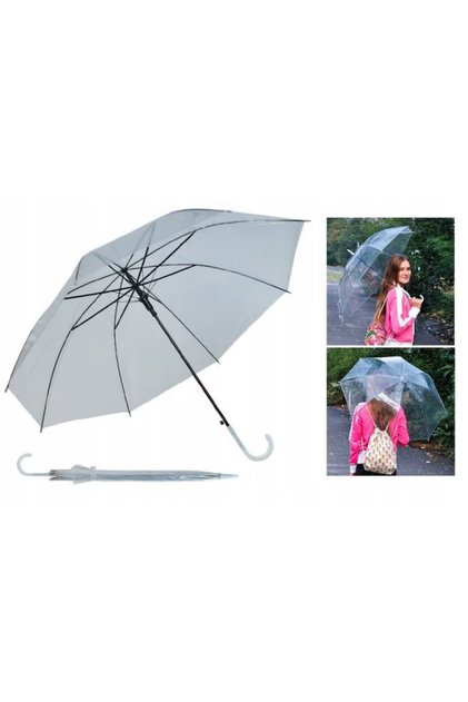 Umbrelă automată VarioShop, design elegant, 93 cm, alb transparent