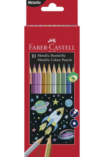 Creioane colorate metalice 10 culori Faber-Castell