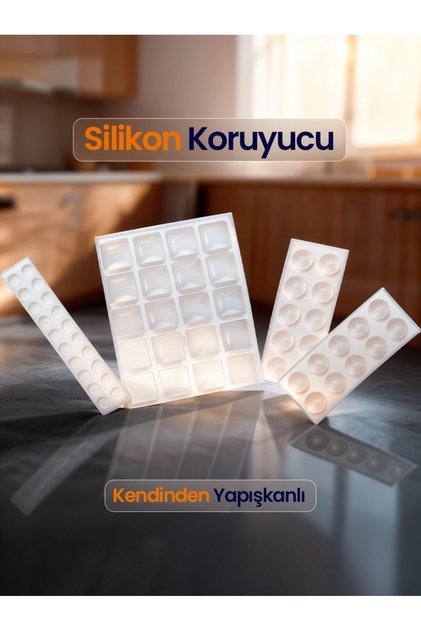 60 Adet Şeffaf Silikon Tampon Ped Seti 3 Boy Kendinden Yapışkanlı Çarpma Önleyici Duvar Kapak Koruma