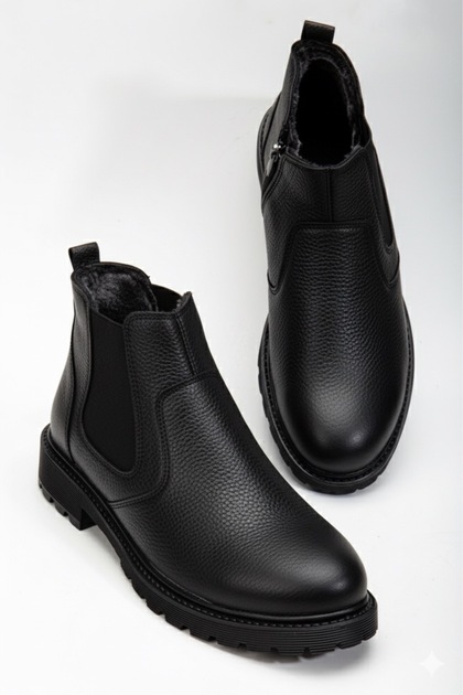 Men's Winter Boots – Chelsea, Comfortable Design with Fur Lining, Elastic and Zipper Closure