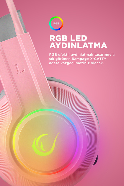 Rampage Rm-k91 X-catty Usb 7.1 Rgb Pembe Kulak Üstü Oyuncu