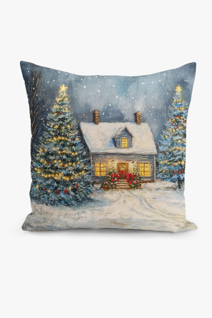 Double-Sided Digital Print Throw Pillow Cover New Year / Winter Landscape / Christmas Patterned
