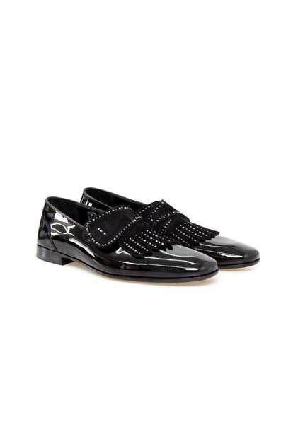 Black Color Laceless Genuine Leather Men's Shoes
