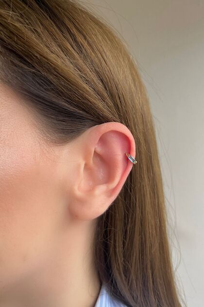 Mavi Baget Taşlı Halka Piercing
