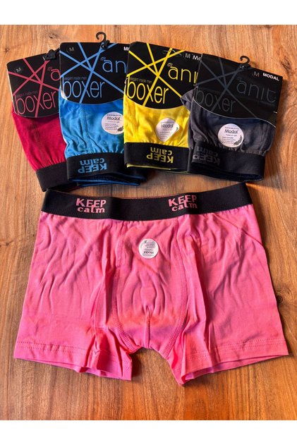 5 Adet Erkek Modal Likralı Boxer %47 Modal %47Cotton %6 Lycra Asorti Renk