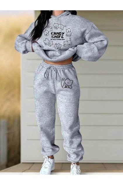 3 Thread Fleece Hoodie Set – Modern and Comfortable Street Style Look