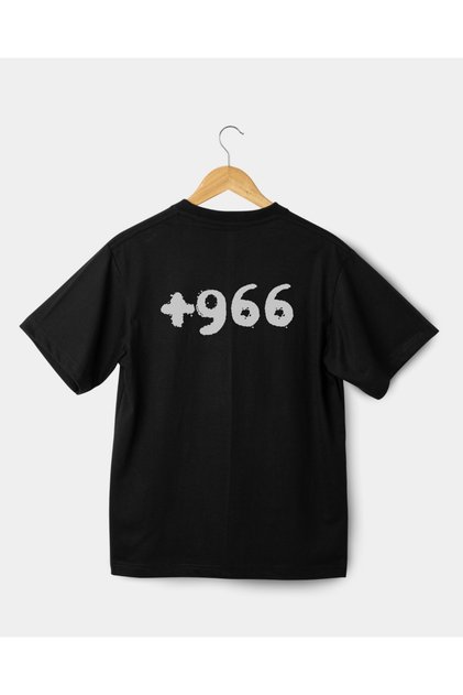 Men's Cotton Comfortable High-Quality T-Shirt with the Text +966 Written on It
