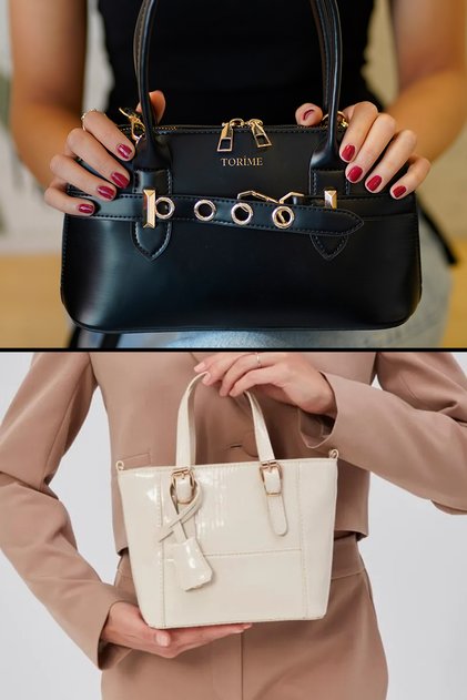 Baguette with Brown Belt Detail - Burgundy Medium Size Patent Leather Women's Shoulder & Handbag