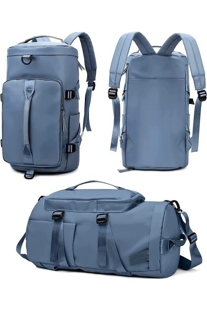 Waterproof Sports Gym Duffel Bag with Shoe Compartment and Wet Pocket,Blue