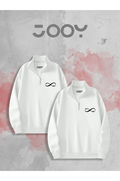 Everlasting Love Design Half Zipper Sweatshirt Lover Couple Combination Set of 2