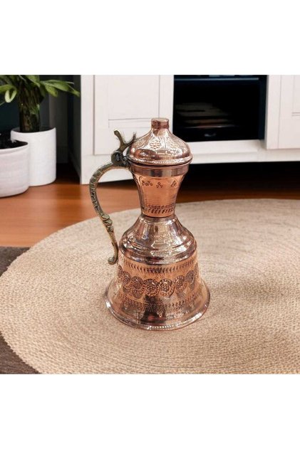 Dekoratif Bakır Güğüm Süs Bakır Güğüm 19*11 CM Kapaklı Biblo Güğüm Şık Tasarım