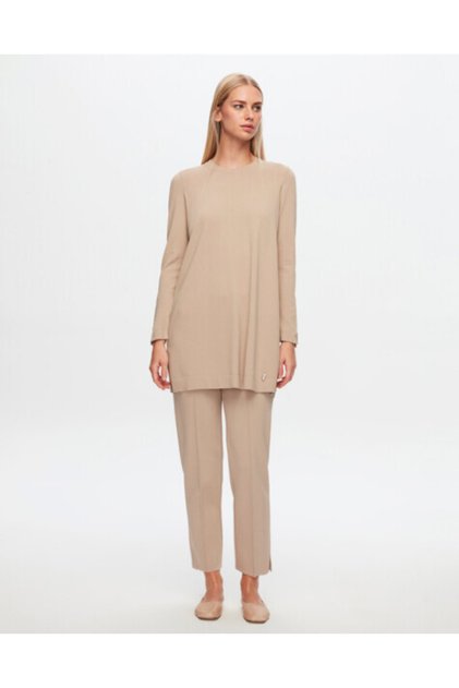 T24Y-6001 Basic Uzun Kollu Triko Tunik 002-MİNK