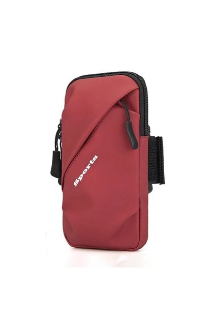 Burgundy Running Phone Holder Jogging Bags for iPhone Universal Waterproof PU Sports Armband Phone.
