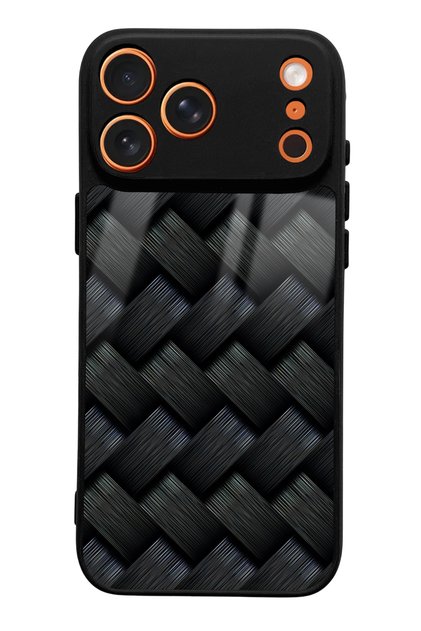 iPhone 17 Pro Max Black Wicker Design Glossy Phone Case
