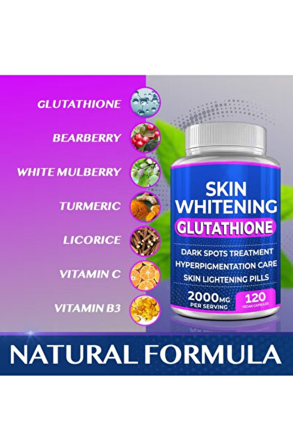 حبوب glutathione Skin حبوب تبييض الجلوتاثيون - ١٢٠ كبسولة، ٢٠٠٠ ملغ