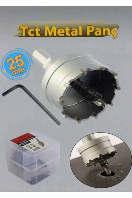 Tct Metal Delme Panç Adaptörlü 25 mm Delik Açma