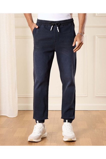 Men Navy Plain Basic Jogger