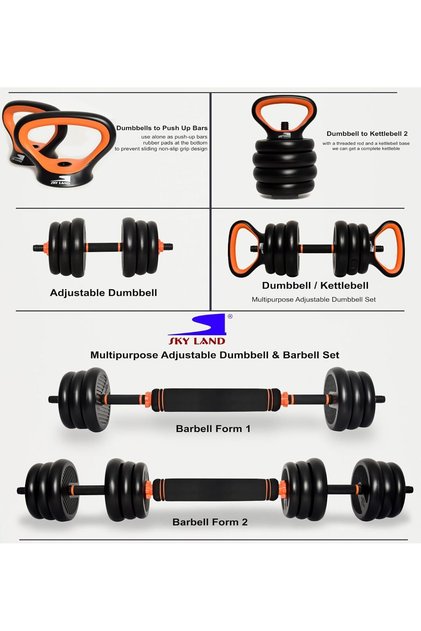 4-in-1 Dumbbell Set EM-9268-15 Adjustable 15KG with Barbell, Kettlebell & Push-Up