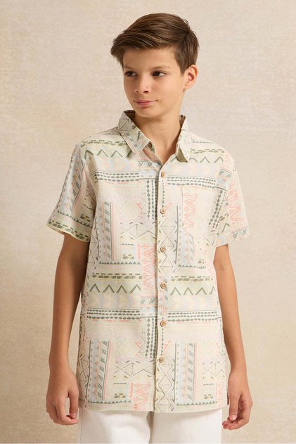 Senior Boys White Printed Shirt