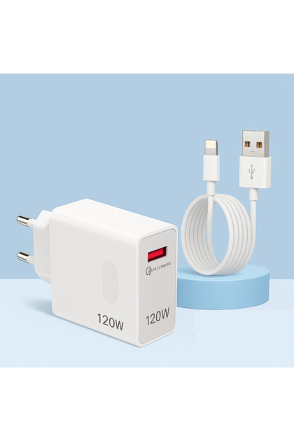 Încărcător cu fir super rapid 120W, universal 100-240V, adaptor de alimentare USB Lightning pentru iPhone