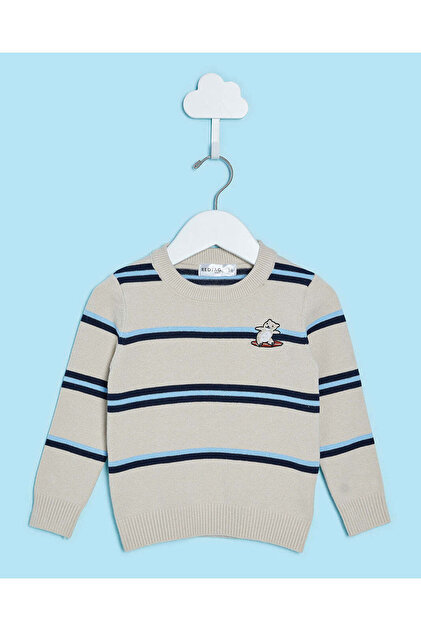 Infant Boys Beige Striped Sweater