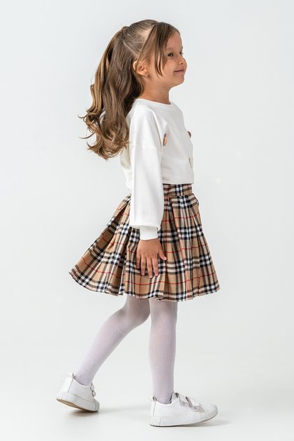 Girl's 3-Piece Set with Checkered Skirt - 26K 6359