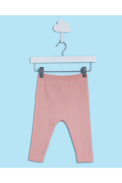 Infant Girls Pink Cable Knitted Leggings
