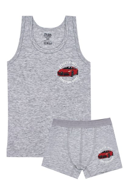 Boy's Cotton Undershirt Gray Car Anti-Sweat Natural Structure (7555-Gray)