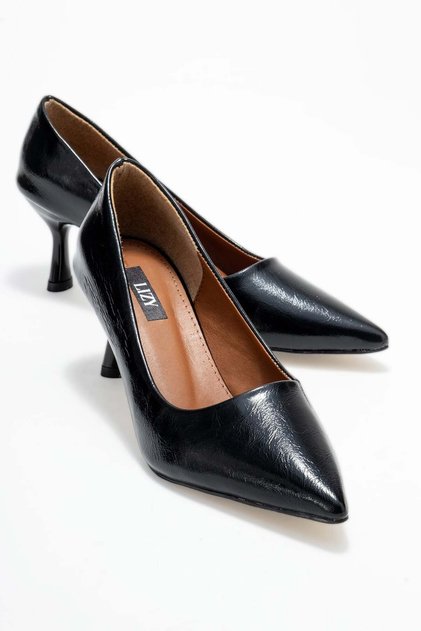 Black Wrinkled Pointed Toe Women's Stiletto