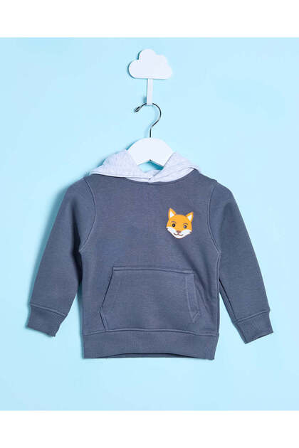Infant Boys Blue Fox Hooded Sweatshirt
