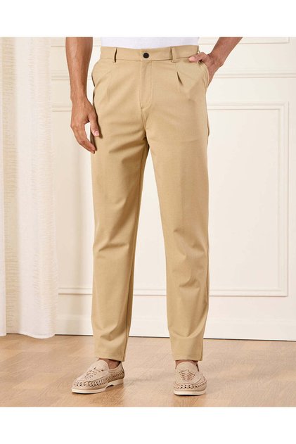 Men Beige Formal Trousers