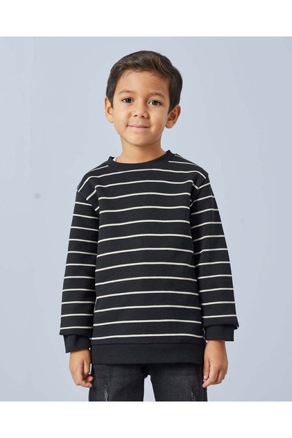 Boys Black Striped Sweatshirt