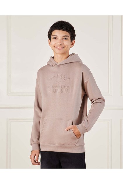 Senior Boys Brown Hooded Over Size Sweatshirt